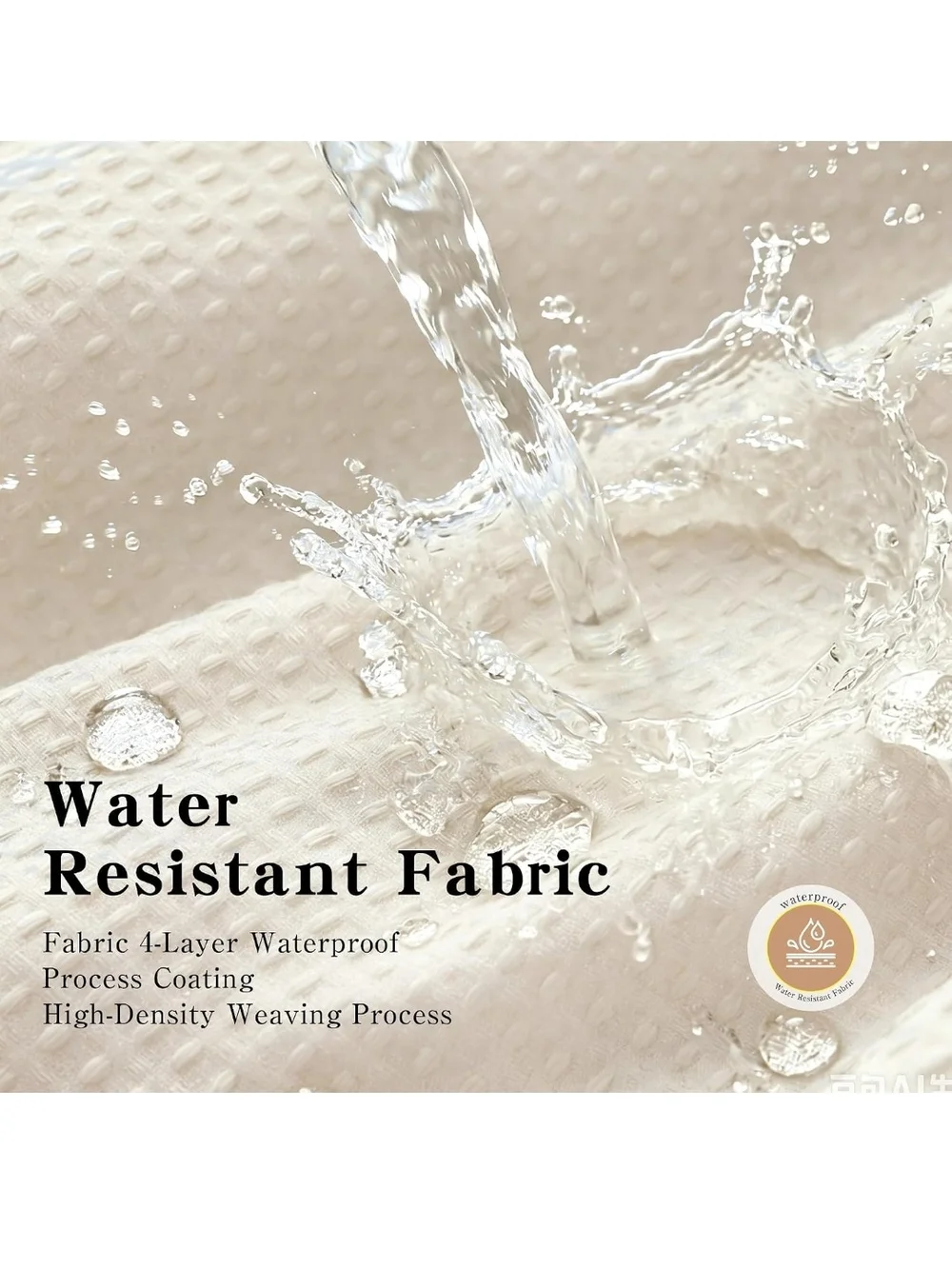 Fabric Waffle Shower Curtain 72x72in Bathroom Curtain Cream